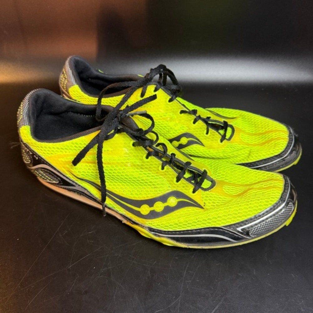 Saucony Velocity 5 20105-4 Neon Yellow Synthetic‎ Track Spikes Mens Size 9.5